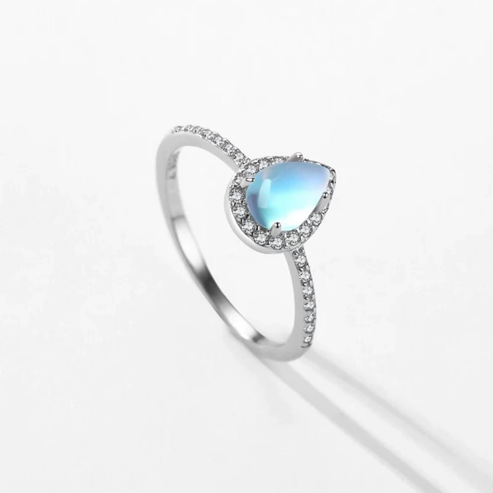 New gorgeous sterling silver water drop moonstone ring size 7 - Picture 9 of 15